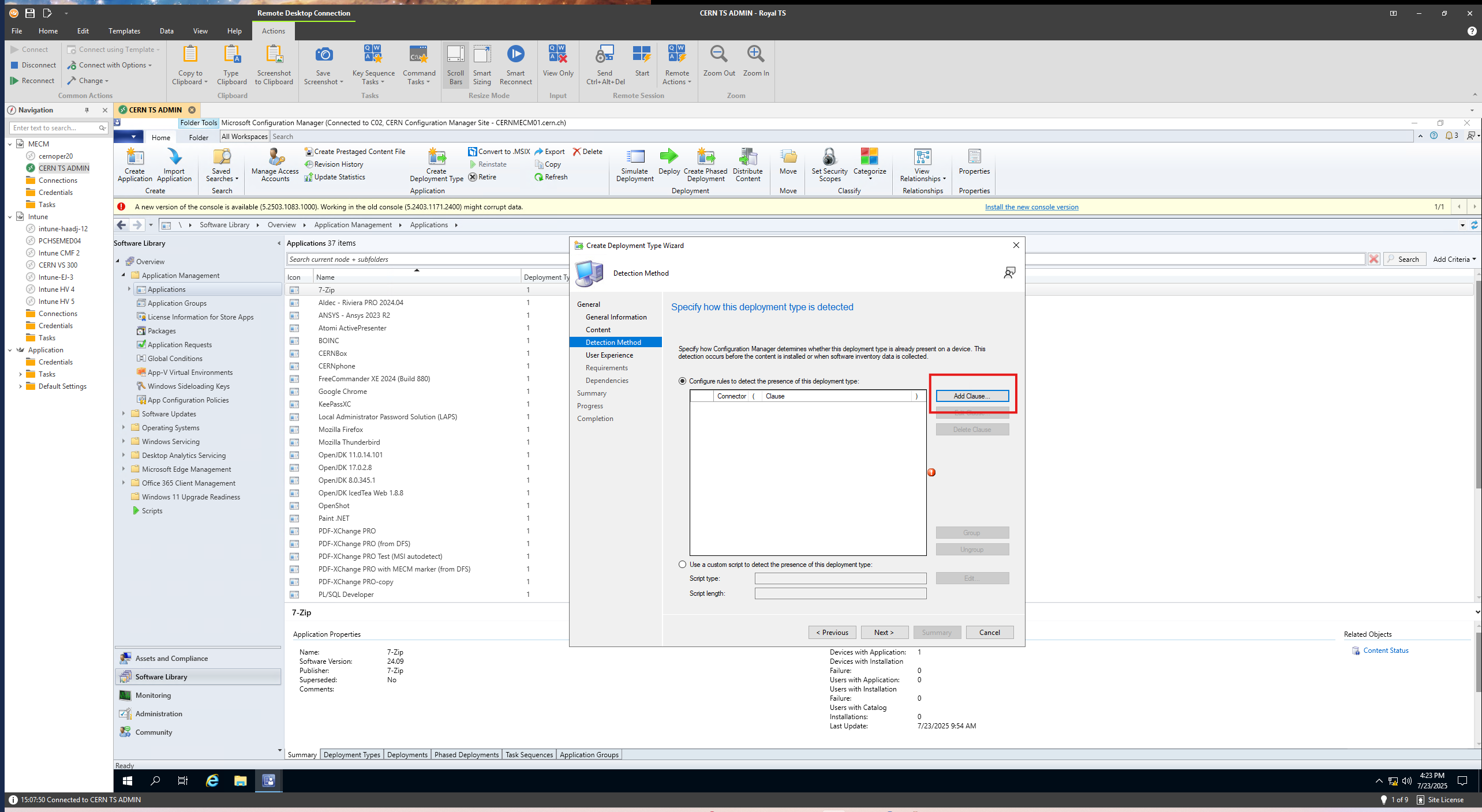 Select the deployment type based on installer type