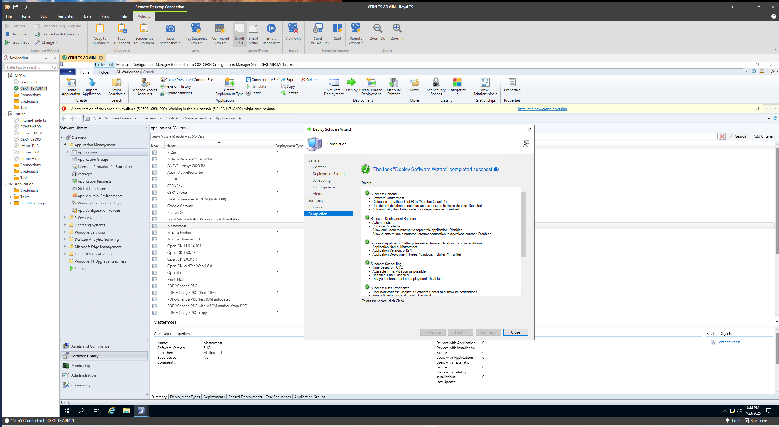 Review the summary before confirming the deployment