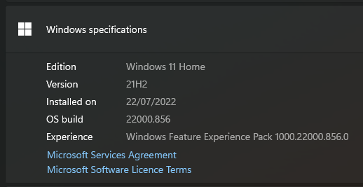 Windows 11 version 21H2 example