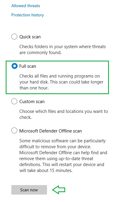 windows defender offline scan in safe mode