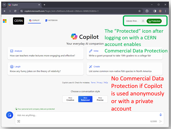 Copilot with Commercial Data Protection