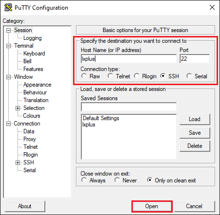 Reconfiguring PuTTy Sessions to Preserve Backspace Key